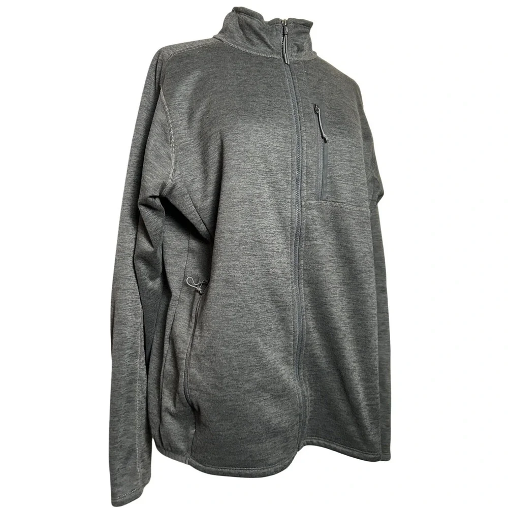 The North Face Mens Full Zip Fleece Jacket Gray Heather Mock Neck Medium Hiking‎